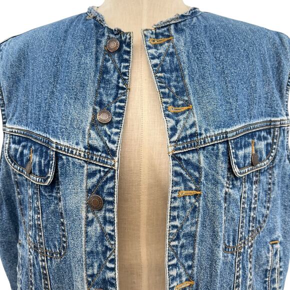 Gap Vintage Denim Vest Sherpa Lined Sleeveless Oversized Size Large - Picture 4 of 10
